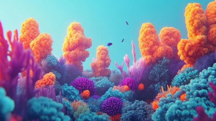 Naklejka premium Vibrant Coral Reef Underwater Scene