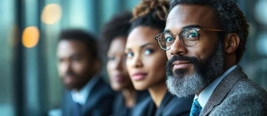 Diverse team office window focus