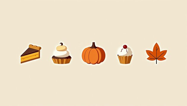Autumn desserts treats illustration cartoonish style warm colors representing fall celebration with copy space