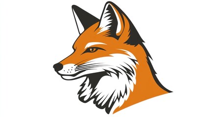 Obraz premium Red fox head profile, wildlife illustration, white background, nature graphic