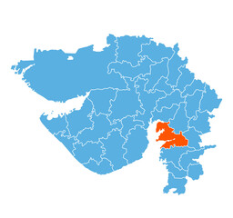 Bharuch District map Gujarat state of India 