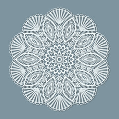 Round openwork lace doily. Imitation of crochet. Shadow and bevel effects.