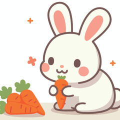 cute rabbit vector image eating carrots