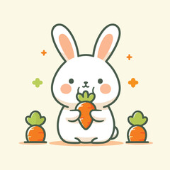 cute rabbit vector image eating carrots