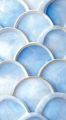 Fototapeta premium Delicate pattern of blue stone arches trimmed with gold, creating a visually captivating surface.
