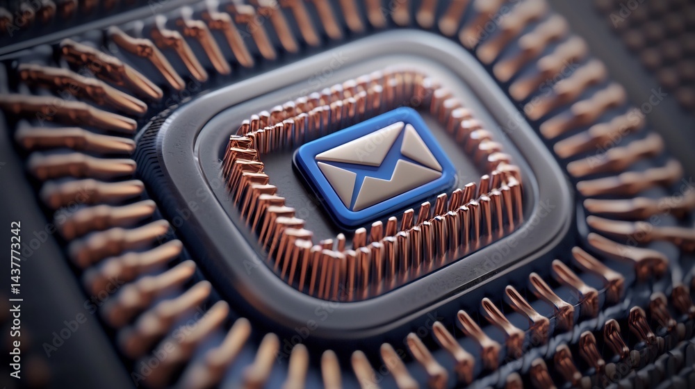 Poster email symbol embedded in circuit board