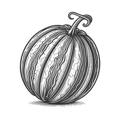 Crenshaw Melon minimalist black and white silhouette drawing vector illustration