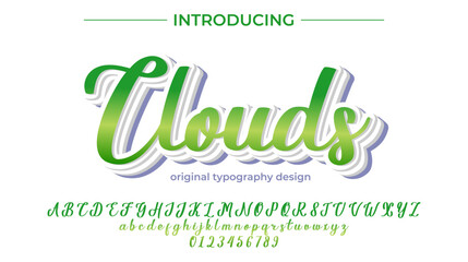 Clouds Font Stylish brush painted an uppercase vector letters, alphabet, typeface