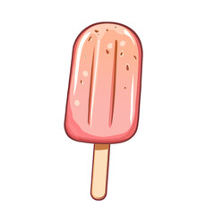 Refreshing summer ice cream bars with fruity flavors. Cute cartoon popsicles with fresh fruit toppings