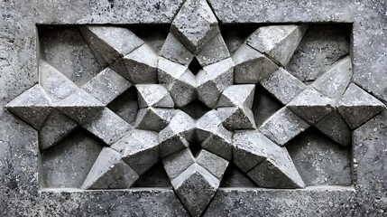 Stone Carving with Geometric Pattern.