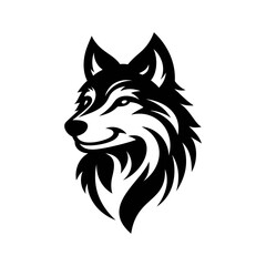 Obraz premium Wolf Head Logo Mountain Rise