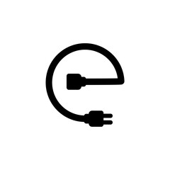power plug icon, simple flat style, illustration, logo sign symbol pictogram template, for ui or ux isolated on white for mobile app, editable