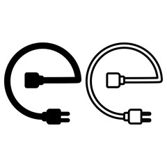 power plug icon, simple flat style, illustration, logo sign symbol pictogram template, for ui or ux isolated on white for mobile app, editable