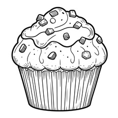 Muffin minimalist black and white silhouette drawing vector illustration