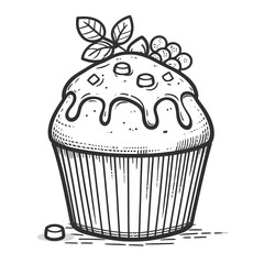 Muffin minimalist black and white silhouette drawing vector illustration