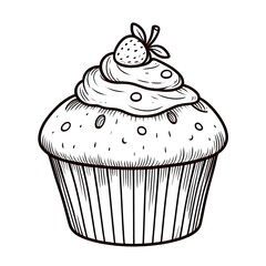 Muffin minimalist black and white silhouette drawing vector illustration