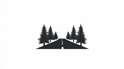 Obraz premium Road through trees, outdoors, path for travel or backgrounds, vector, isolated image