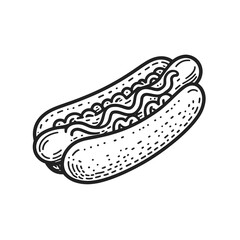 Hot dog minimalist black and white silhouette drawing vector illustration