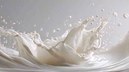 Artistic Splash of Milk Caught in Mid Motion Creating Curves
