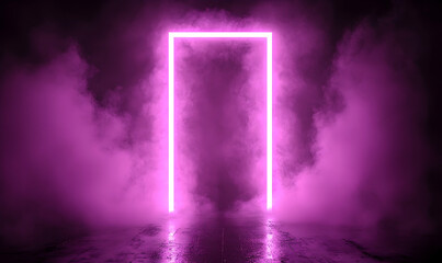 Neon pink portal abstract background