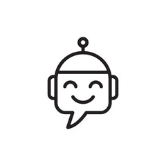 Obraz premium Friendly Robot Head Icon Vector Representing Artificial Intelligence, Technology, and Customer Service for Digital Artwork Editable Illustration Isolated on a White Background