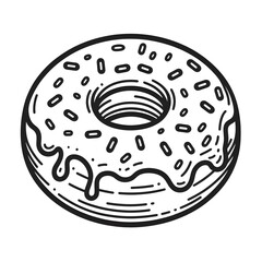 Donuts minimalist black and white silhouette drawing vector illustration