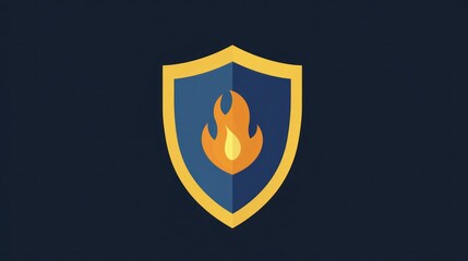 Obraz premium Fire shield protection concept, dark background, safety