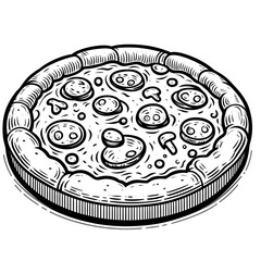 Pizza minimalist black and white silhouette drawing vector illustration
