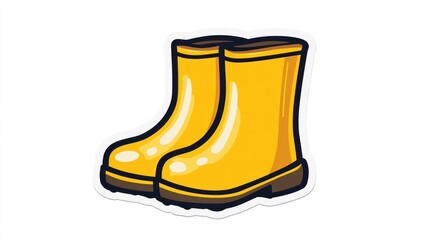 Yellow rubber boots, isolated on white, rain gear, spring cleaning