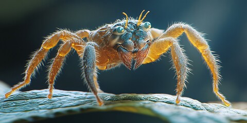 Fototapeta premium close-up of a tiny arachnid or pest on leaf showing details and texture
