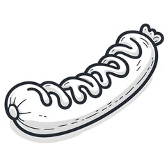 Sausage minimalist black and white silhouette drawing vector illustration