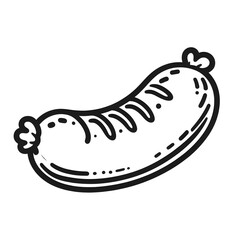 Sausage minimalist black and white silhouette drawing vector illustration