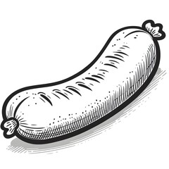 Sausage minimalist black and white silhouette drawing vector illustration