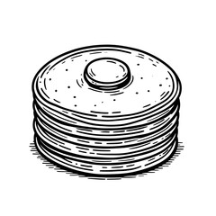 Pancake minimalist black and white silhouette drawing vector illustration