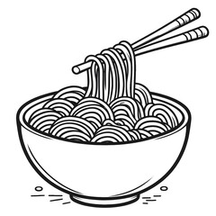 Noodle minimalist black and white silhouette drawing vector illustration