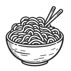 Noodle minimalist black and white silhouette drawing vector illustration