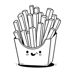 French Fries minimalist black and white silhouette drawing vector illustration