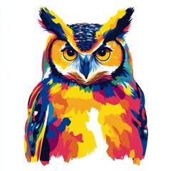 Fototapeta premium Owl Portrait Illustration Watercolour Painting