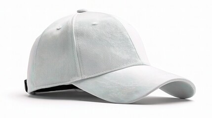 Fototapeta premium White Baseball Cap with Curved Brim Isolated on Light Background