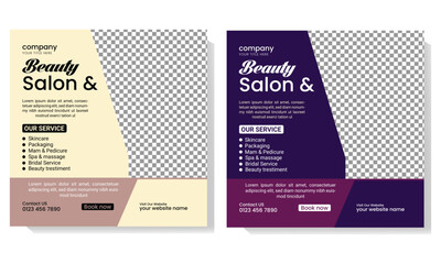 Beauty spa salon social media posts banner and Instagram post template design