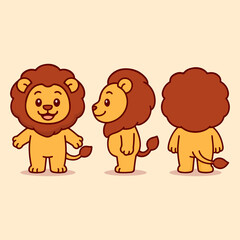 vector cartoon of cute chibi lion sport mascot