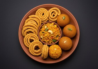 Diwali sweets and savory snacks arrangement