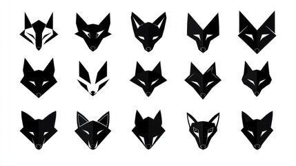 Fox head icons; graphic design elements; white background; logo design