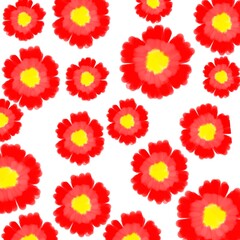 Seamless pattern of red flower watercolor on white background.