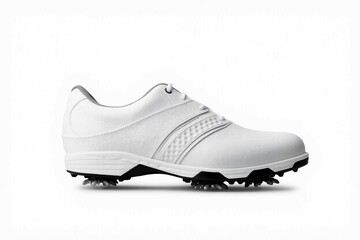 A golf shoe, white, isolated on a white background, minimalist, clean lines, high resolution, photorealistic.