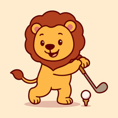 vector cartoon of cute chibi lion sport mascot