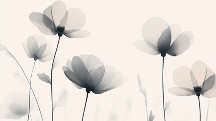 elegant black and white floral arrangement with transparent overlays for sophisticated design