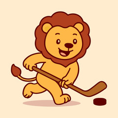 vector cartoon of cute chibi lion sport mascot