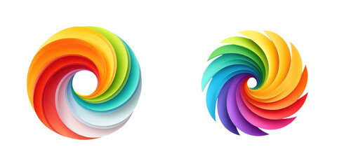 Obraz premium Set of Two colorful spiral designs with vibrant hues on a black background. isolate on transparent background