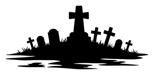 graveyard with crosses and tombstones